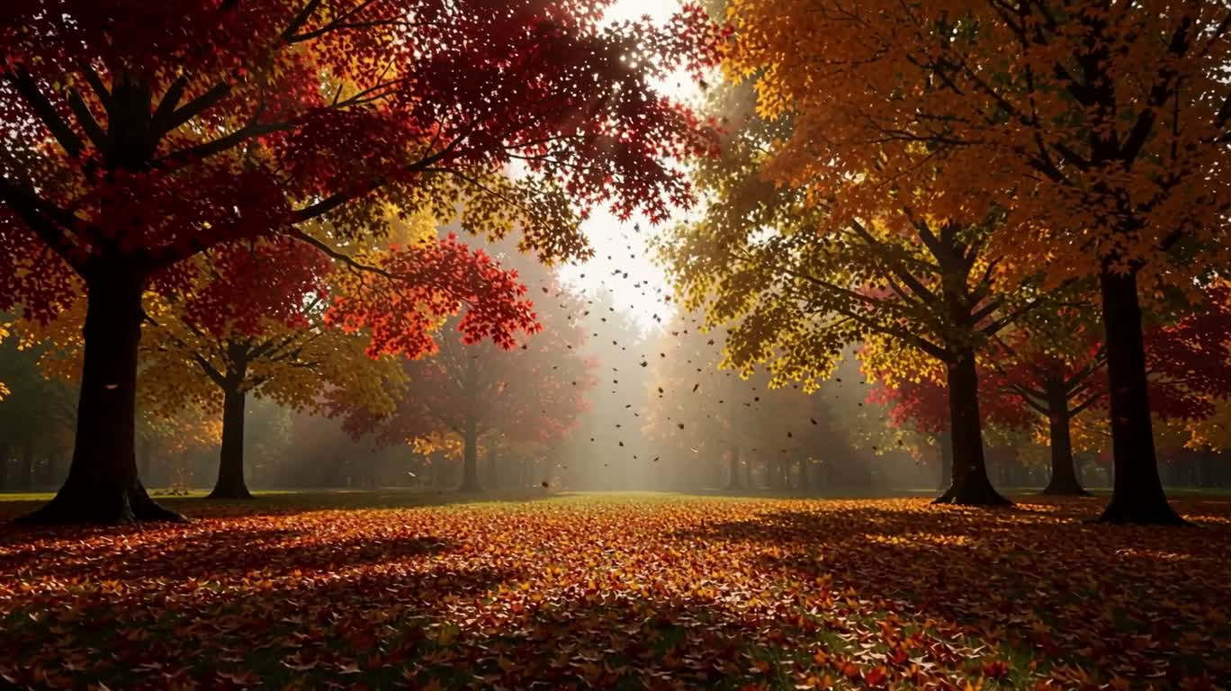 Autumn Leaves at Dawn in Brahma Muhurta