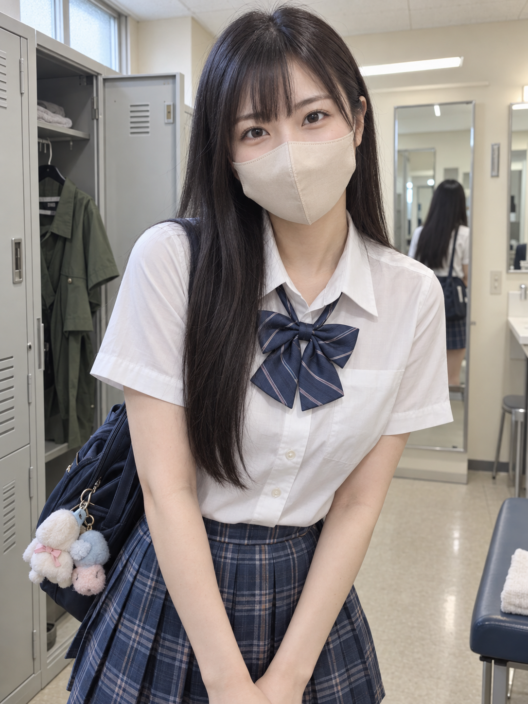 成年大学生校园更衣室写实肖像