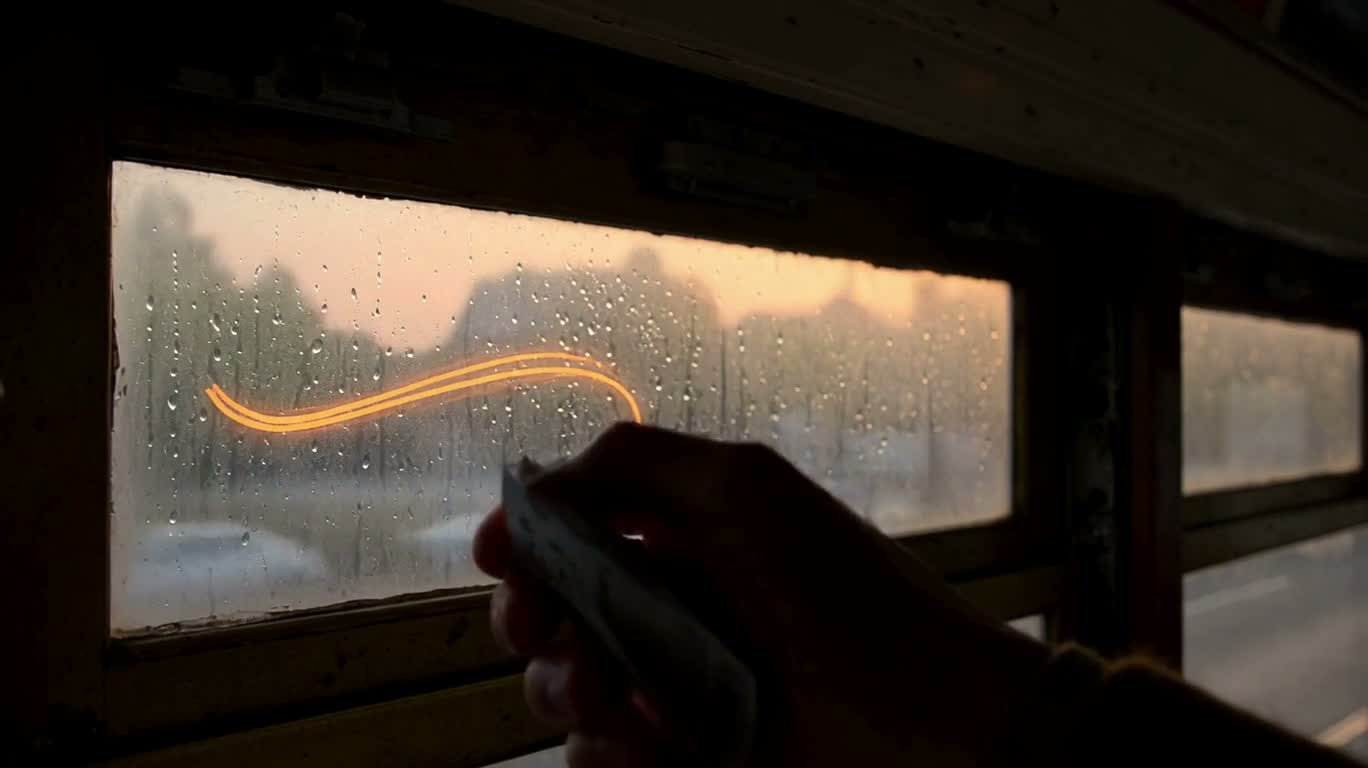 Graffiti au coucher du soleil dans le dernier tramway