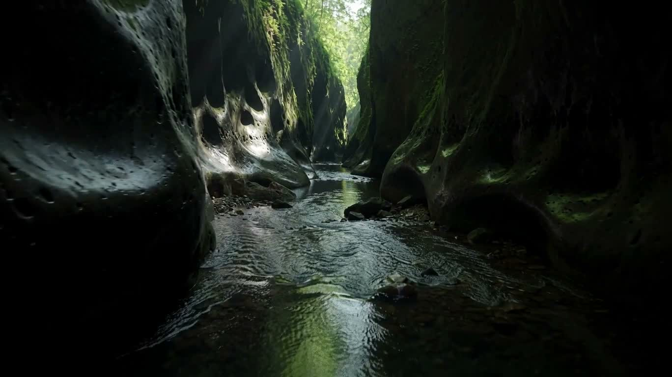 Gloomy Underground River Cave — AI video creation