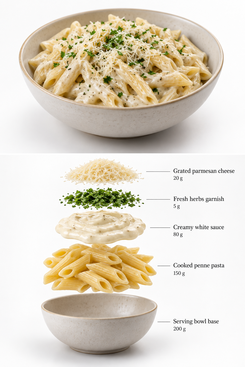 Commercial-Grade Creamy Pasta Rotating Levitating Deconstruction Effect
