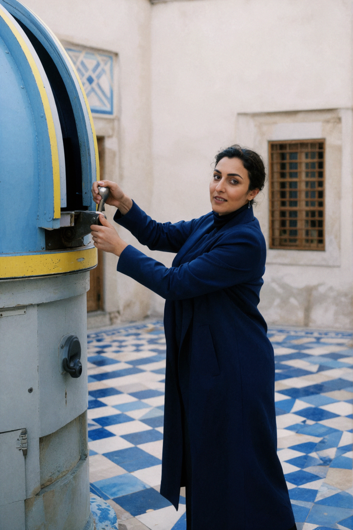 Adult Middle Eastern Woman Astronomer · Dome Opening · Color Negative — AI image creation