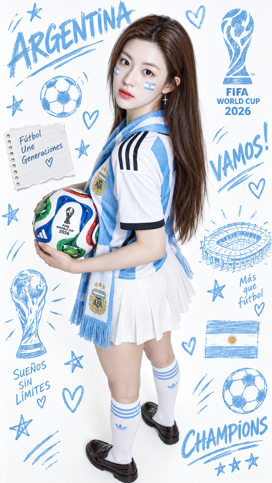 阿根廷国家队女球迷2026世界杯超写实写真