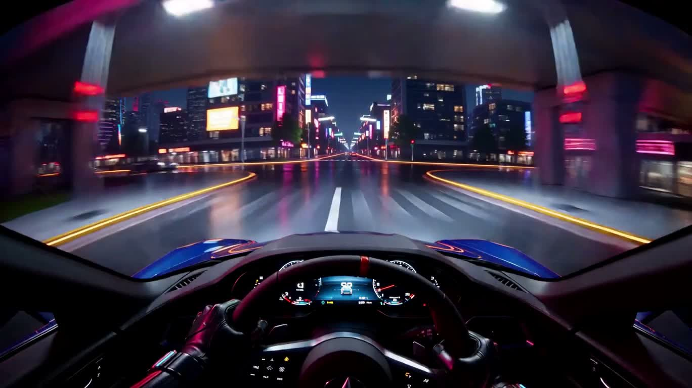 Neon Future City: Speeding Through the Night