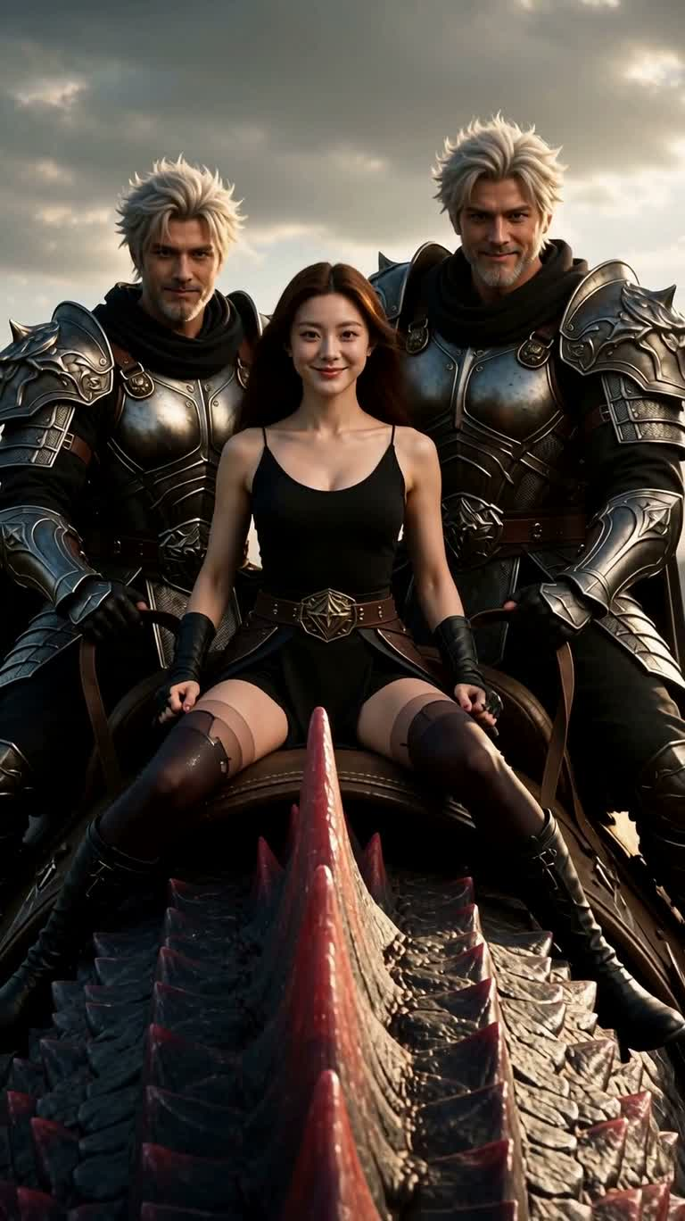 그림자 용이 사람을 태우고 하늘을 날다