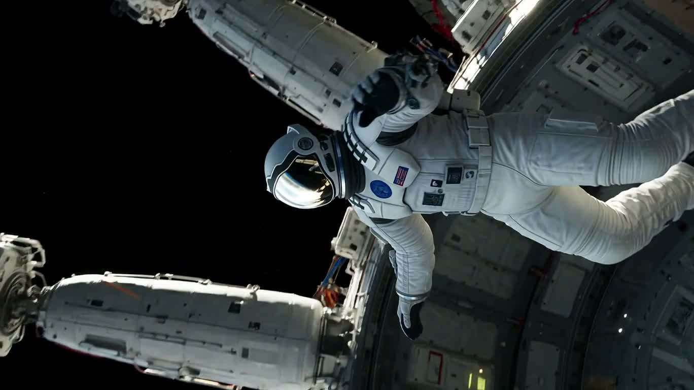 Tombant de l'espace dans l'océan, nageant vers la ville