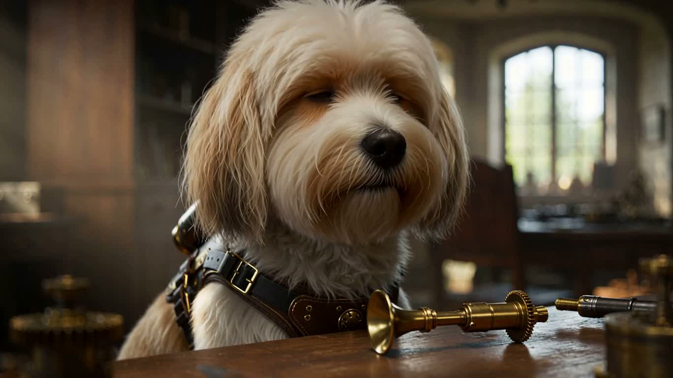 Chien détective steampunk tout doux