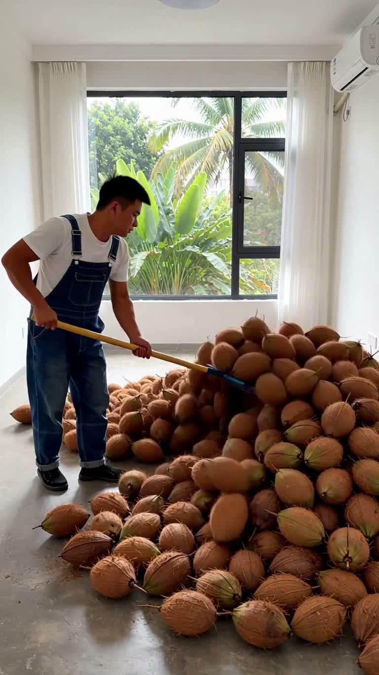 Renouveau de la chambre en pierre blanche à l'ombre des cocotiers
