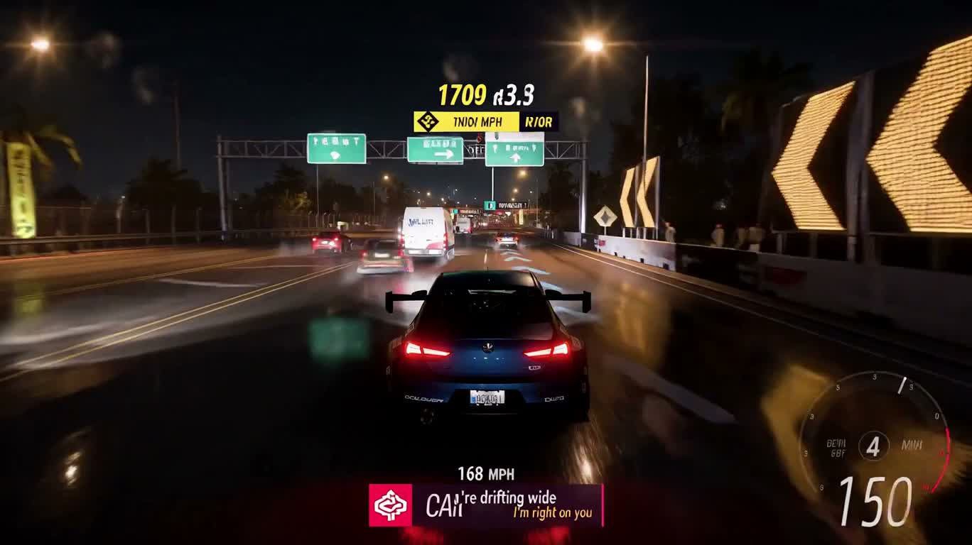 Neon Rainy Night Street Racing Chase