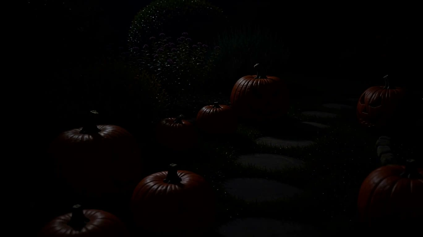 Jardin nocturne des fantômes citrouilles