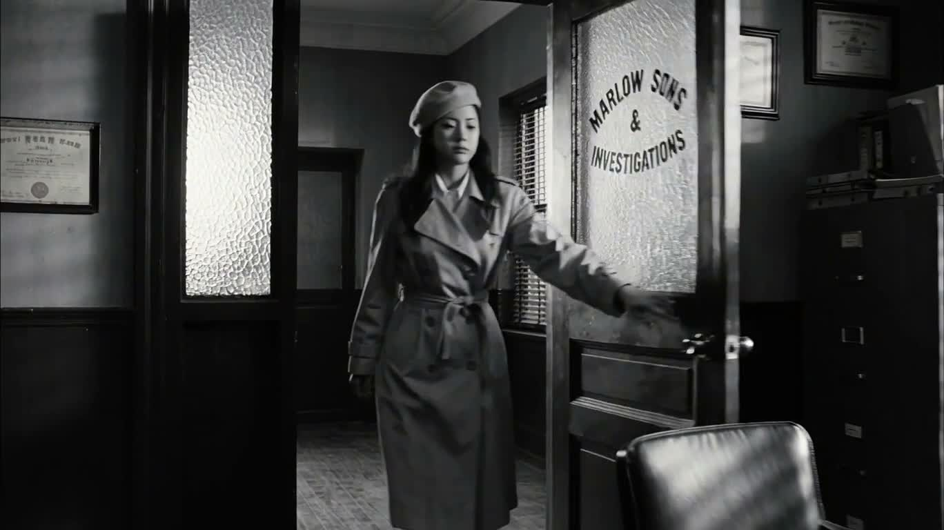Poursuite en noir et blanc, film noir des années 40