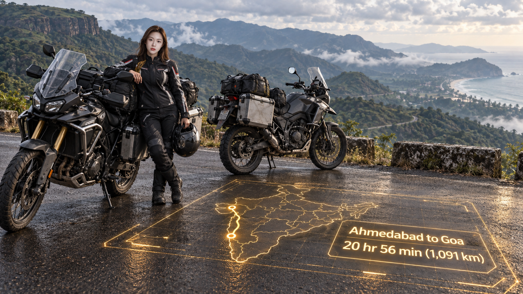 Holographic Navigation on an Indian Mountain Motorcycle Journey