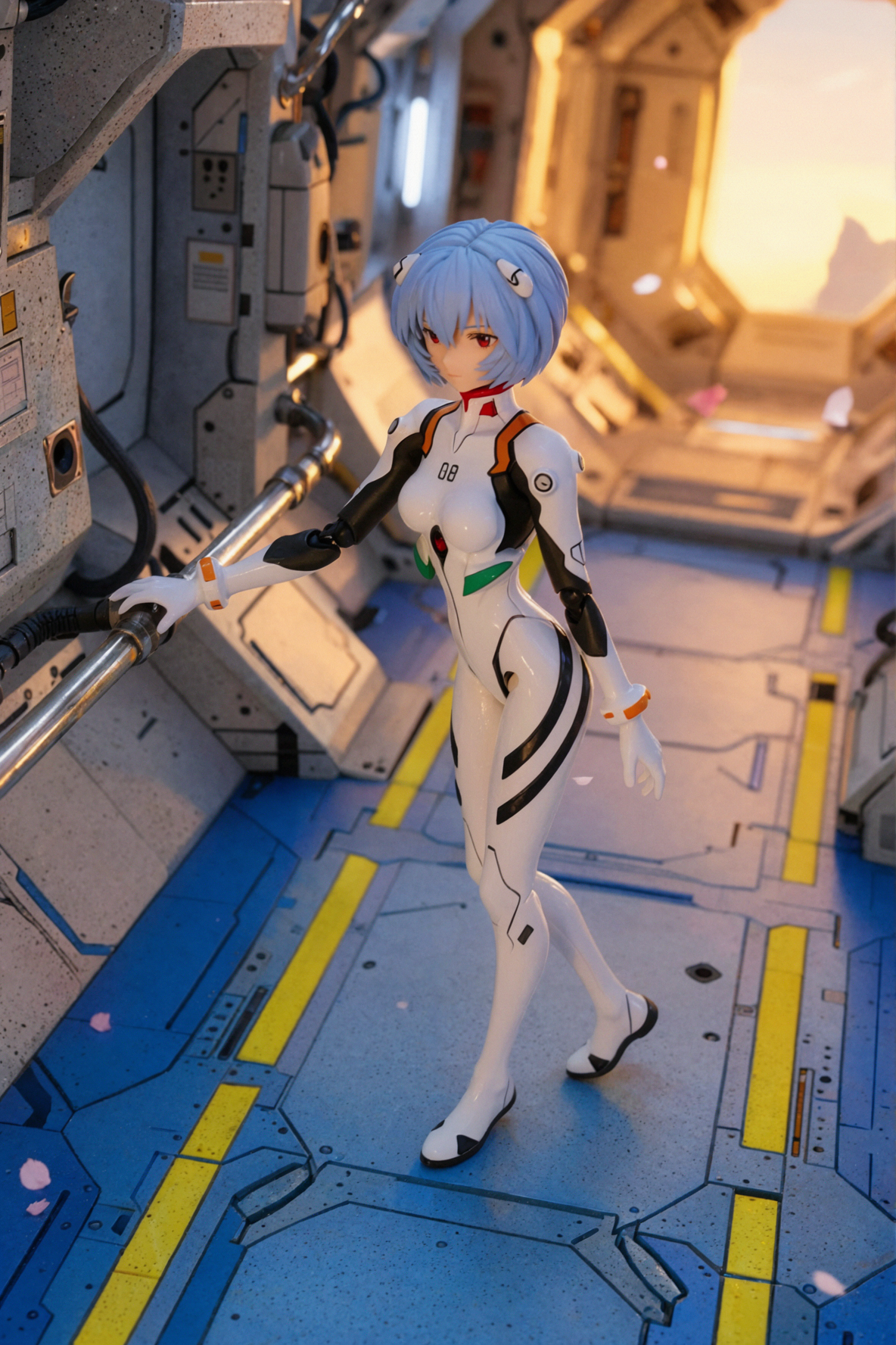 綾波レイ・無重力のターン・金色の逆光 — AI image creation