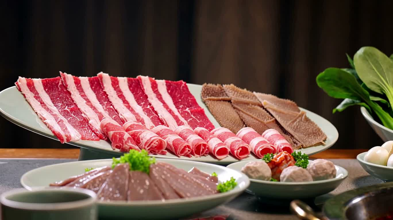 Gros plan sur les ingrédients de fondue chinoise sur la table