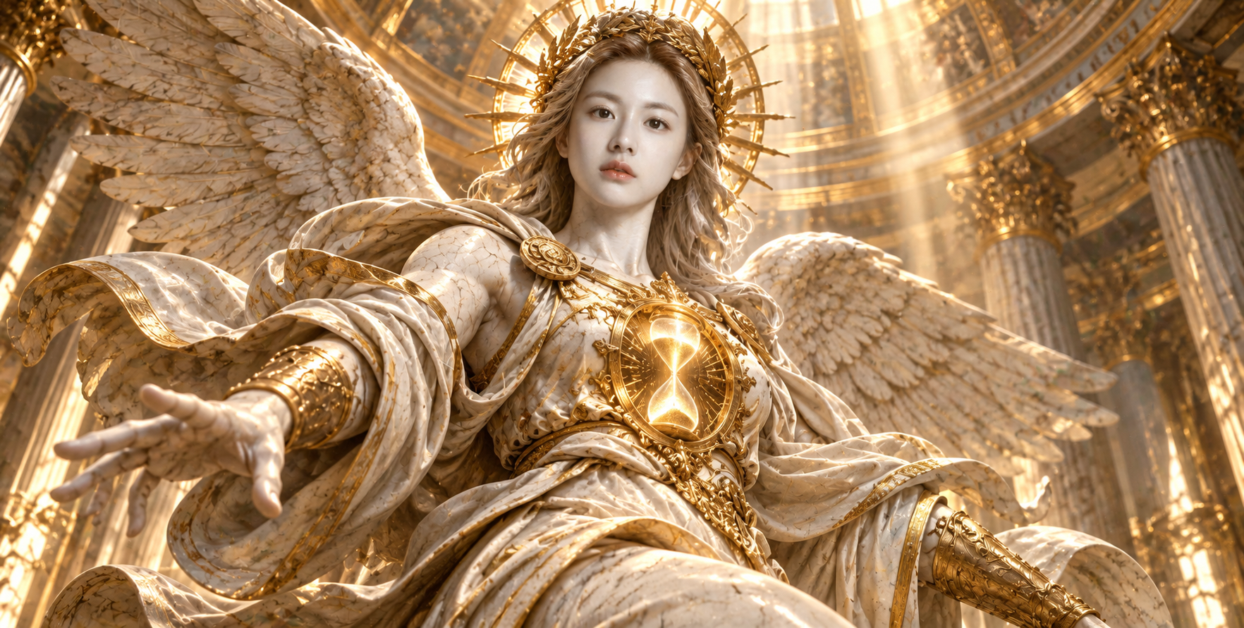 Statue of the Time God Beneath a Golden Dome