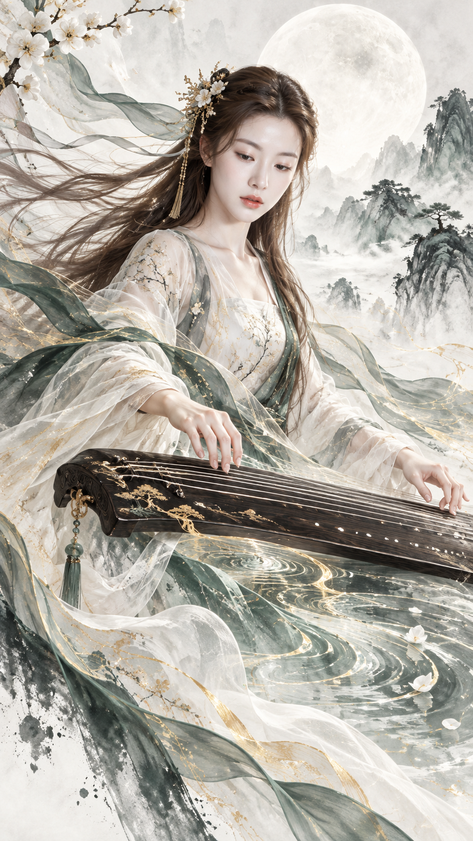Oriental Music Visual Haute Couture Ink Illustration Poster