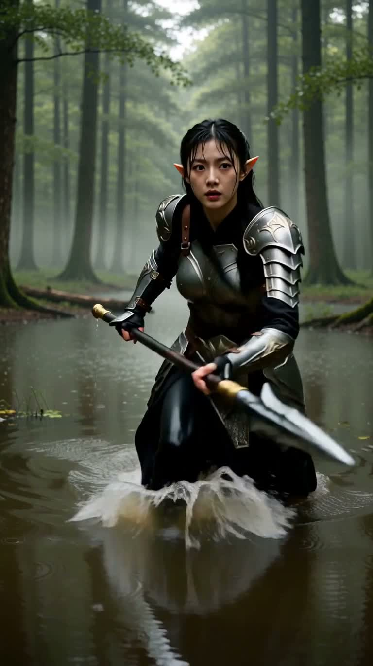 熱帯雨林のエルフ戦士の悲劇的な待ち伏せ