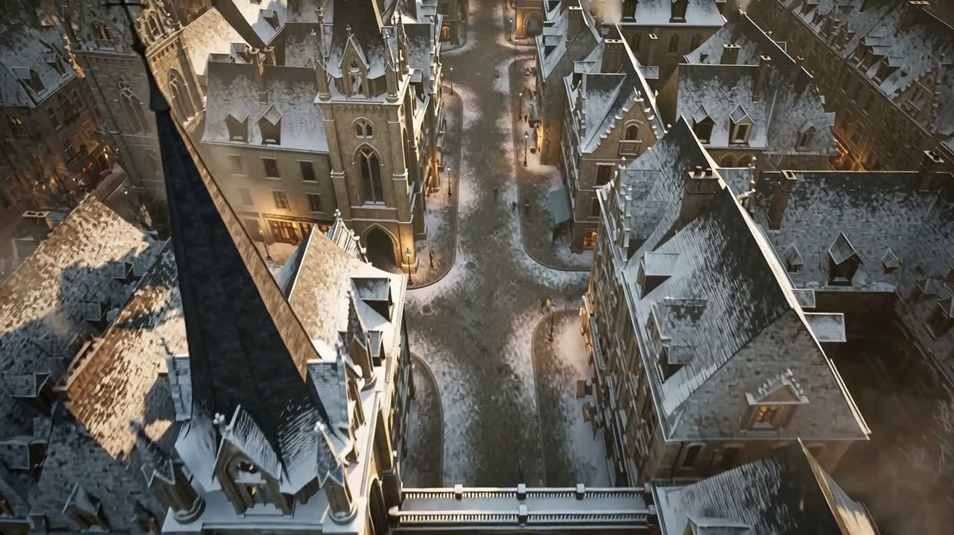 Snow-Covered Gothic Square City