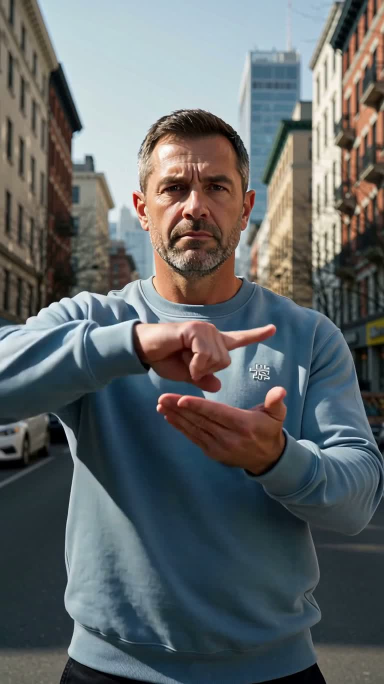 Street Gesture Summons Little Yellow Chick