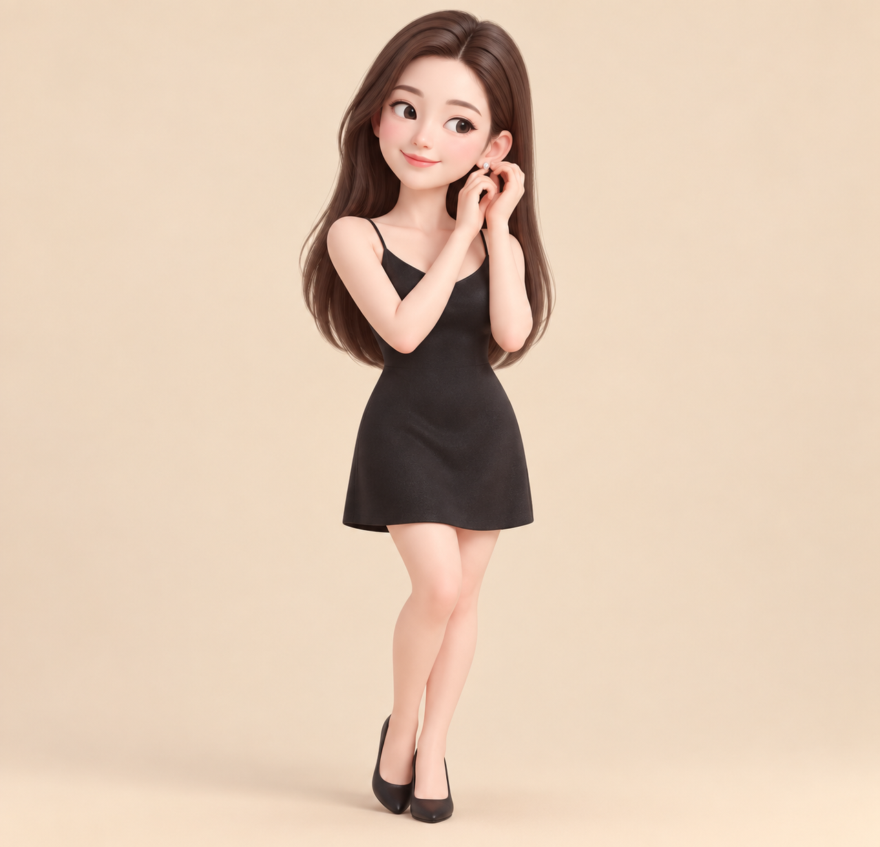 简约3D可爱女性欣赏耳环插画