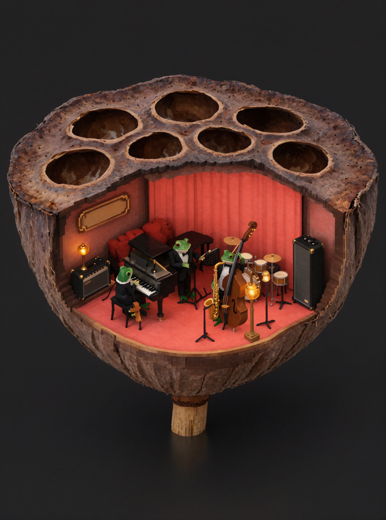 Bar jazz des grenouilles · miniature voxel