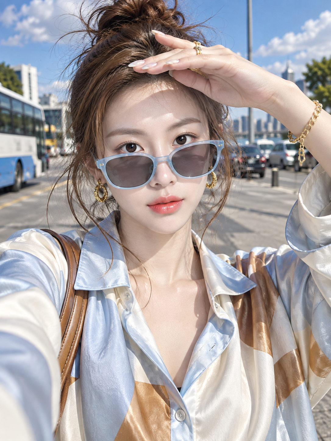 奢华街头时尚成年女性人脸锁定写真