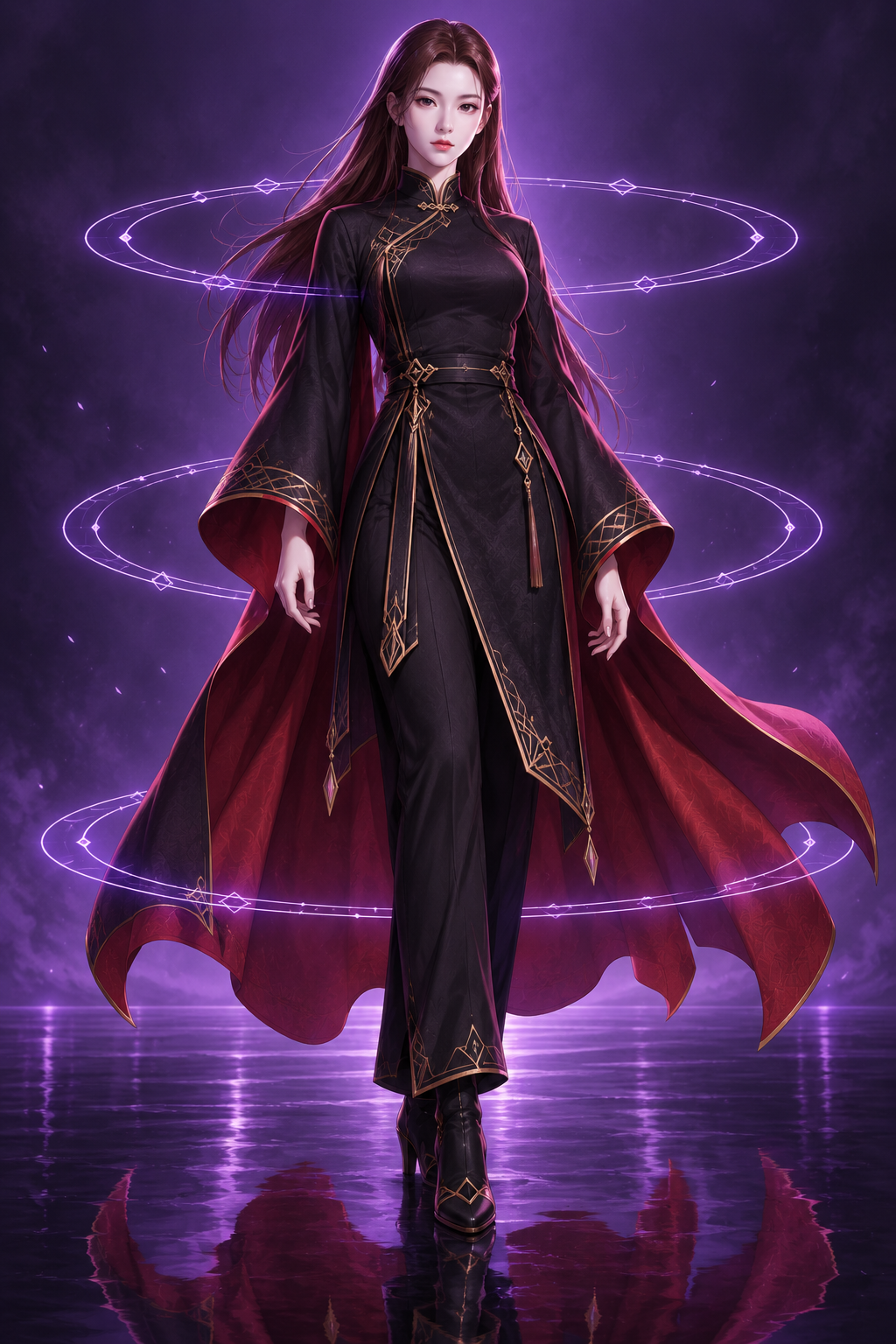 紫の幻想境に舞うオリジナル・エナジーリングの女戦士