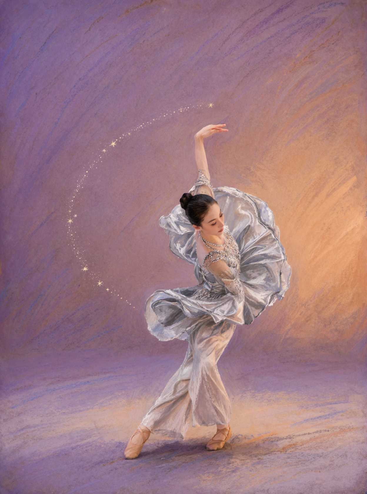 Vũ công bụi sao · Phấn màu pastel — AI image creation