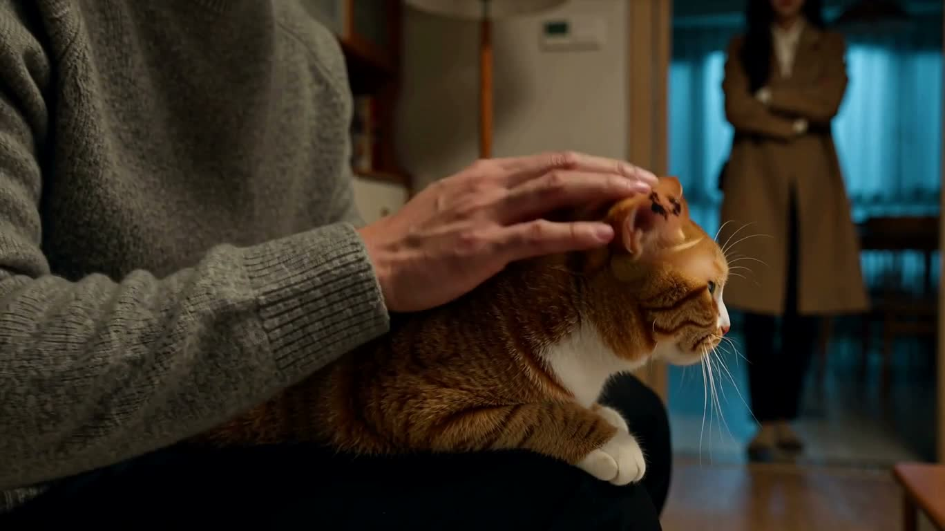 Un doux moment à quitter la maison avec un chat
