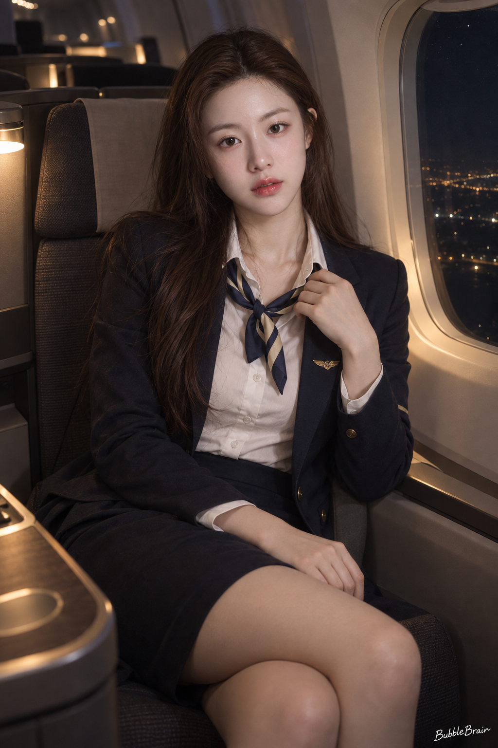 夜航日籍空姐温婉写照