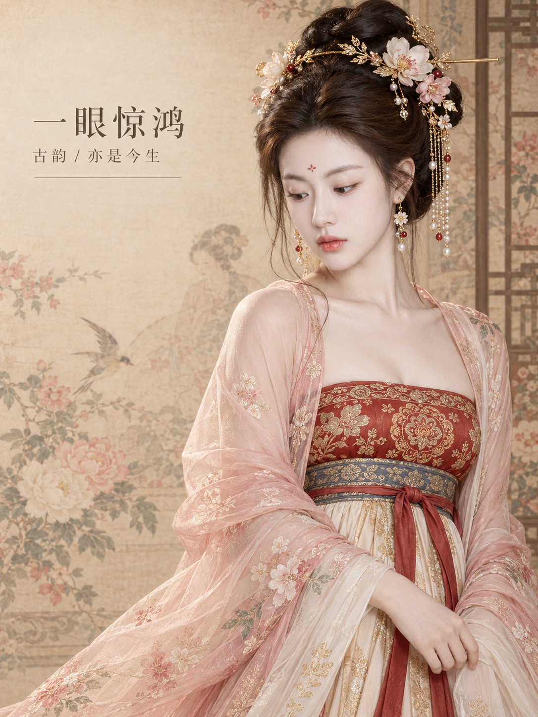 一眼惊鸿新中式成年女性时尚海报 — AI image creation