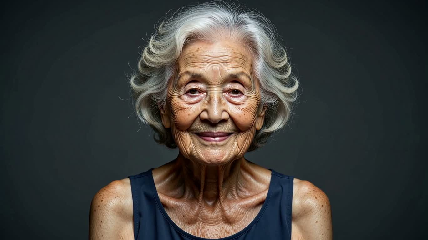 Dalí-esque Surreal Portrait of a Smiling Old Woman