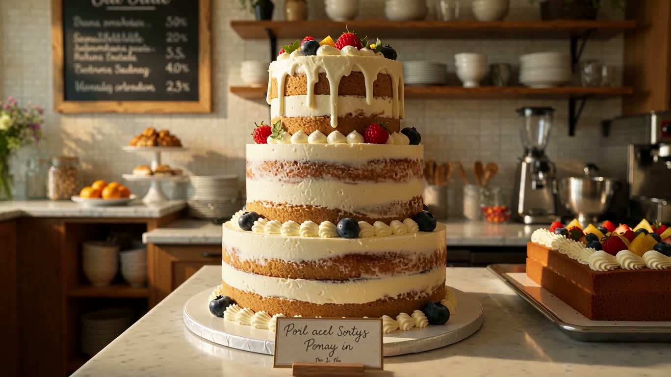 Gâteau à deux étages dans la boulangerie