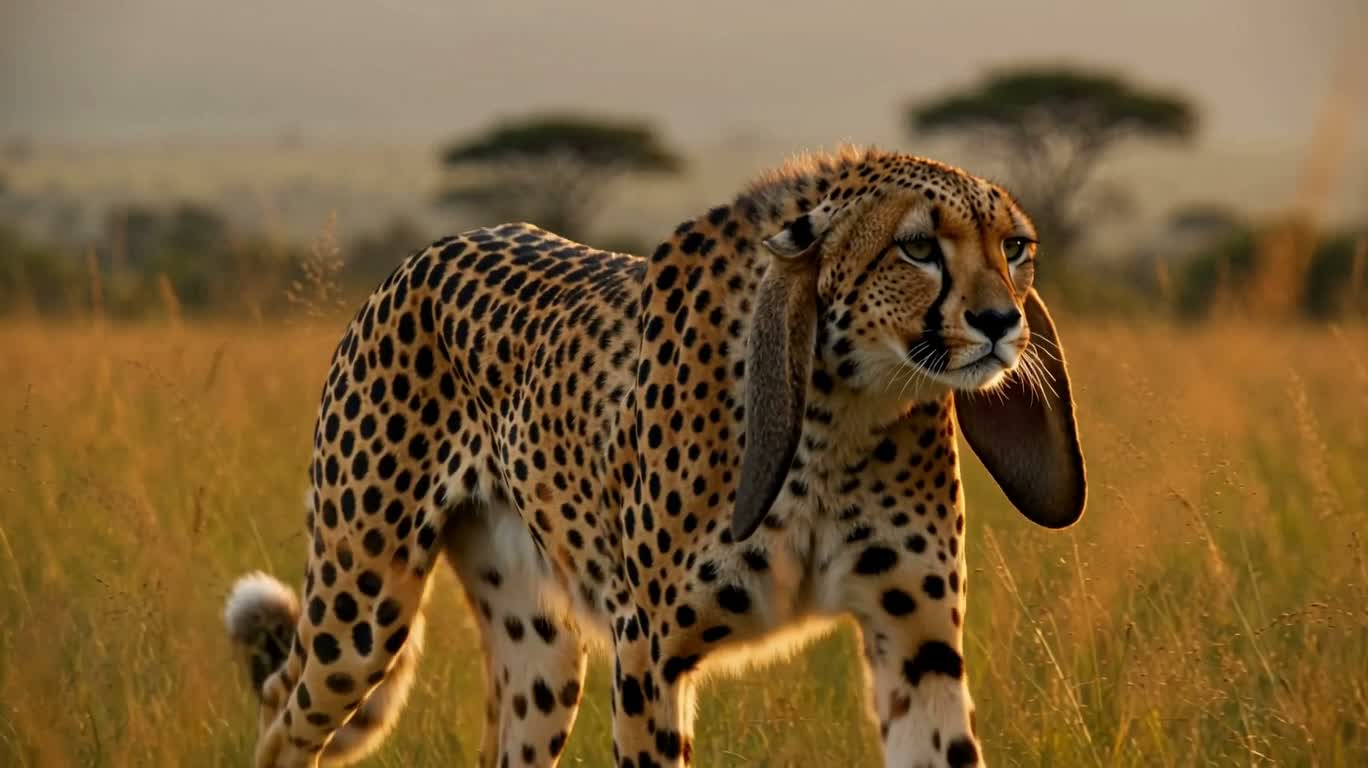 Cheetah with Rabbit Ears Hybrid Creature