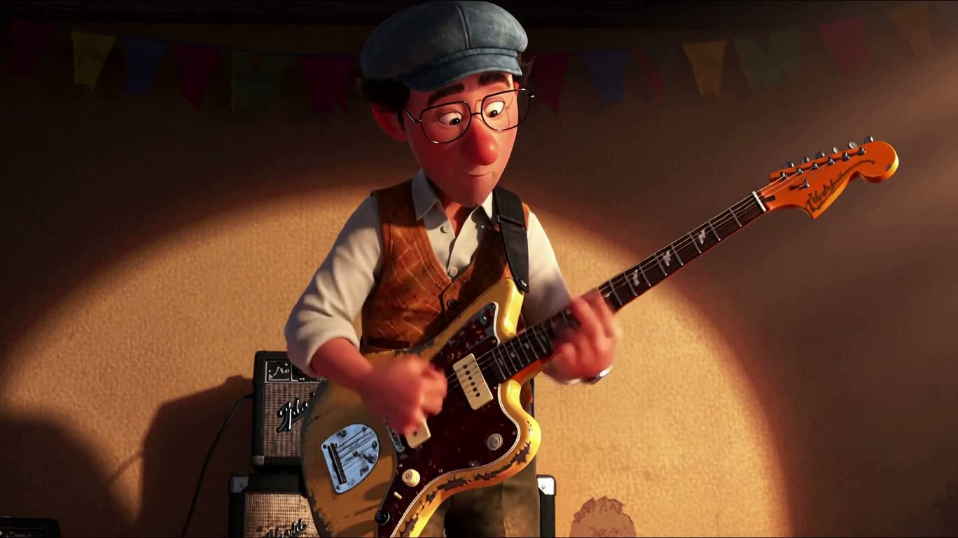 Homme excentrique jouant avec passion d'une guitare électrique vintage