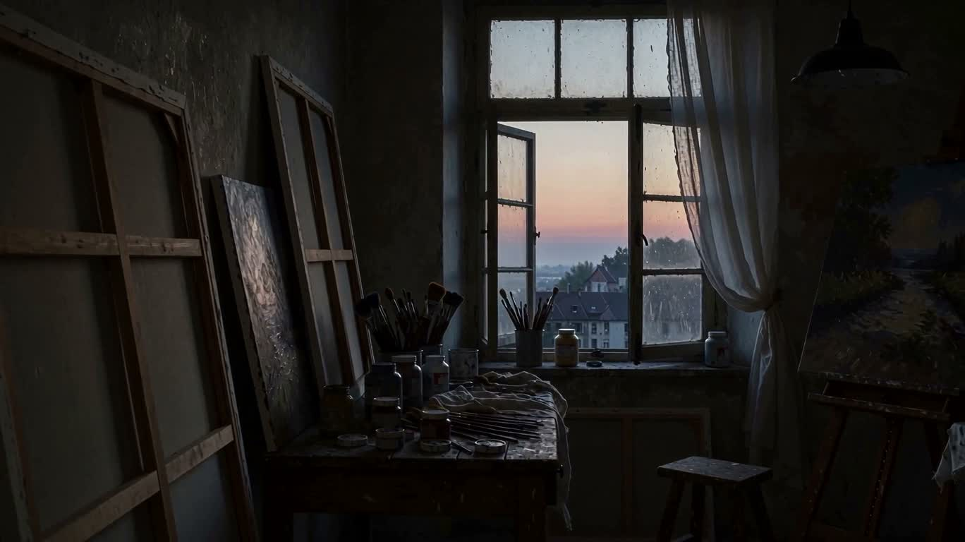 暮色中的画室 — AI video creation