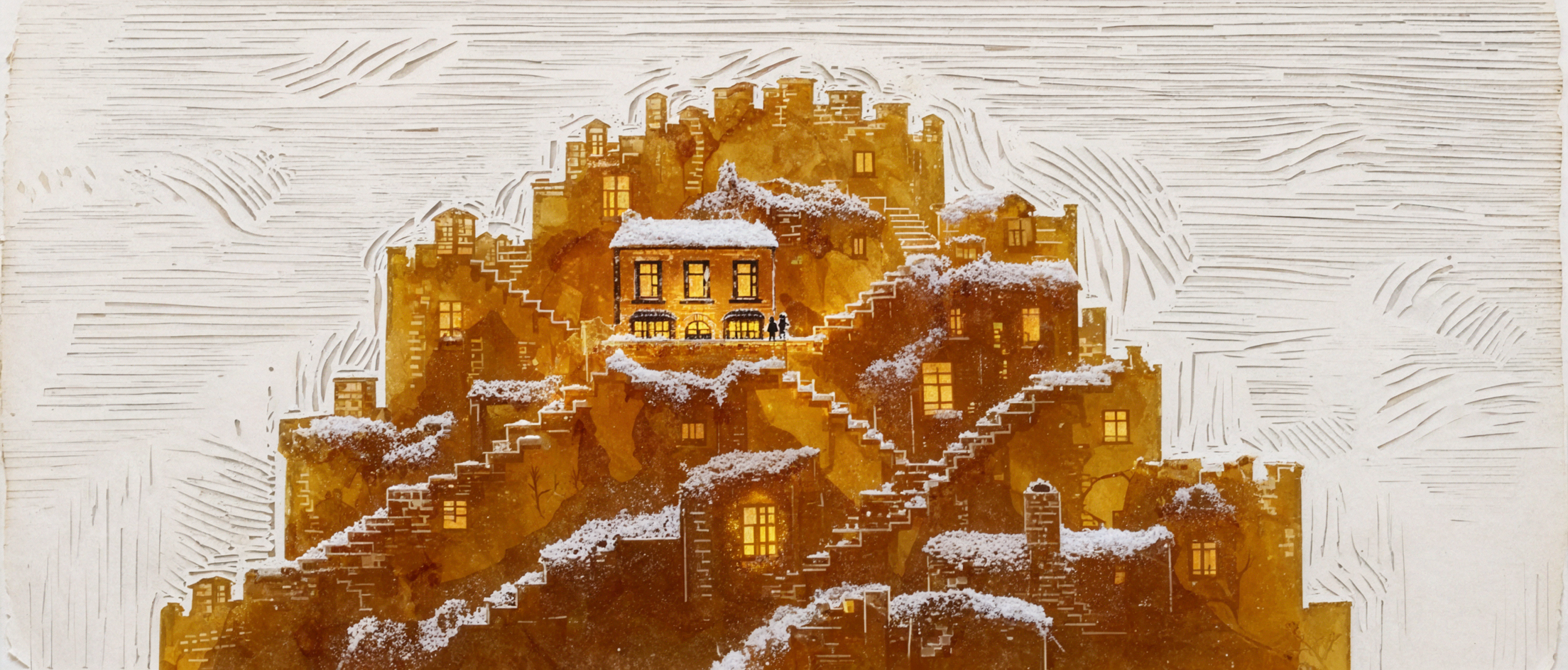 Ville de sucre candi · Estampe en aplats — AI image creation