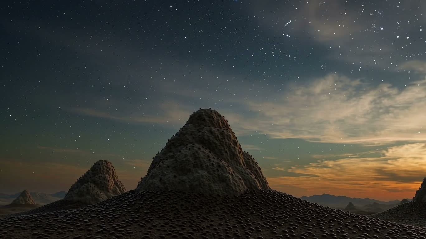 星空云海中的白蚁丘