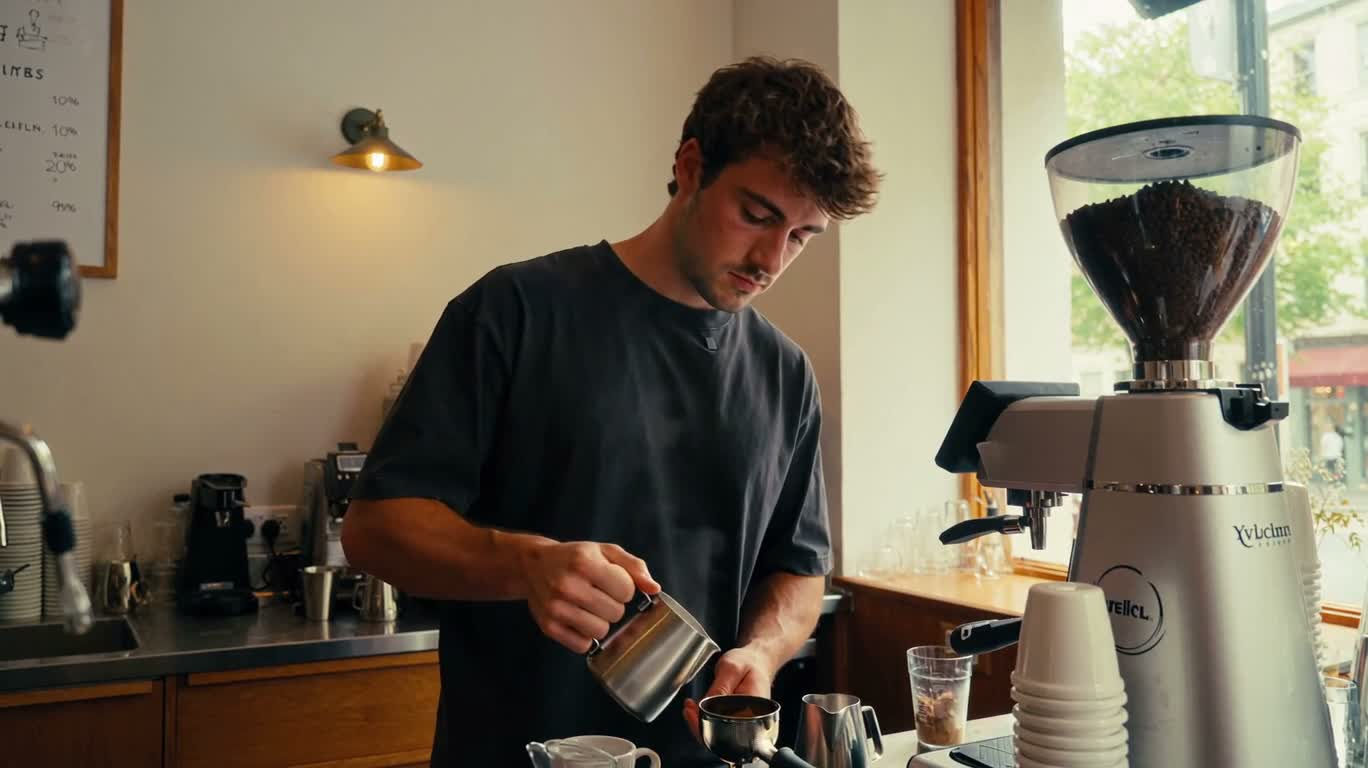 A Pause Midway Through Latte Art