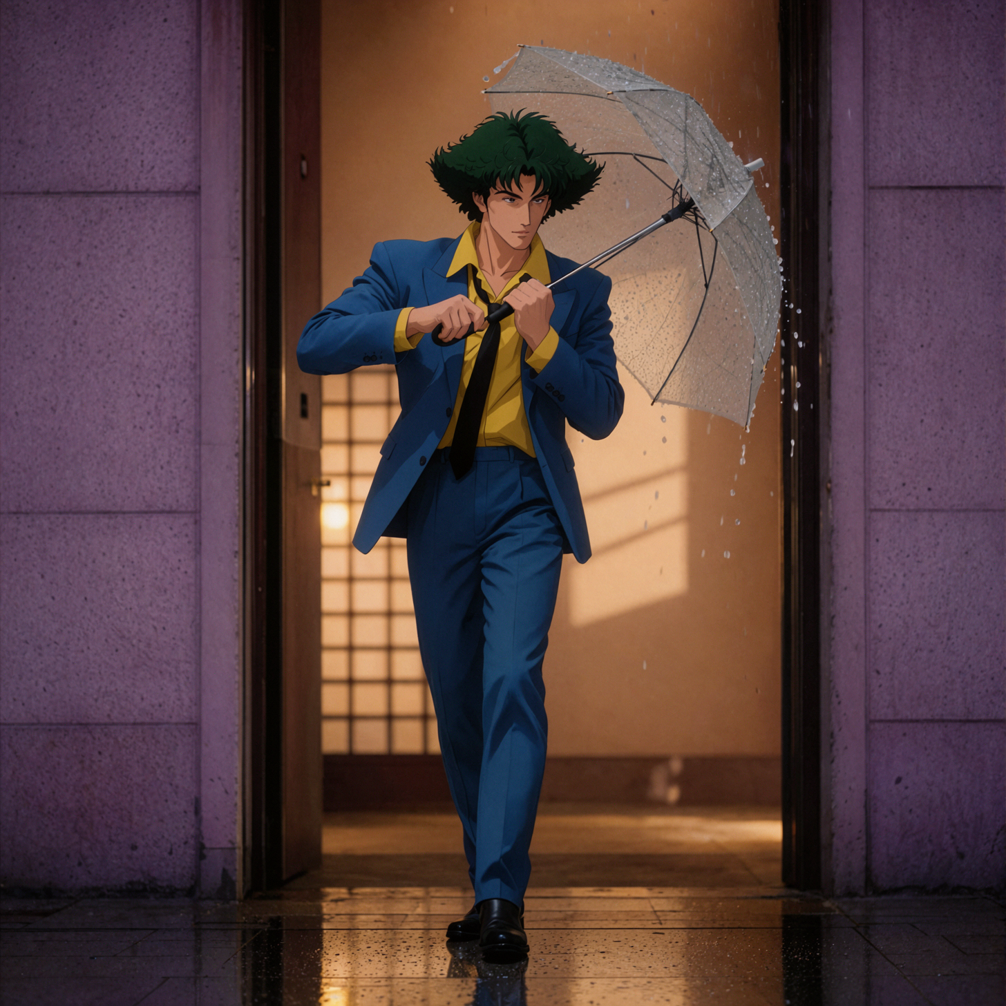 斯派克·斯皮格尔 · 雨伞交错 · 长焦压缩 — AI image creation