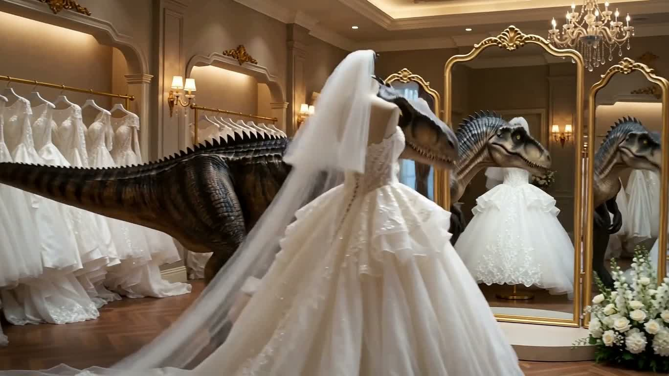 Vụ náo loạn của cô dâu khủng long Velociraptor ở tiệm váy cưới