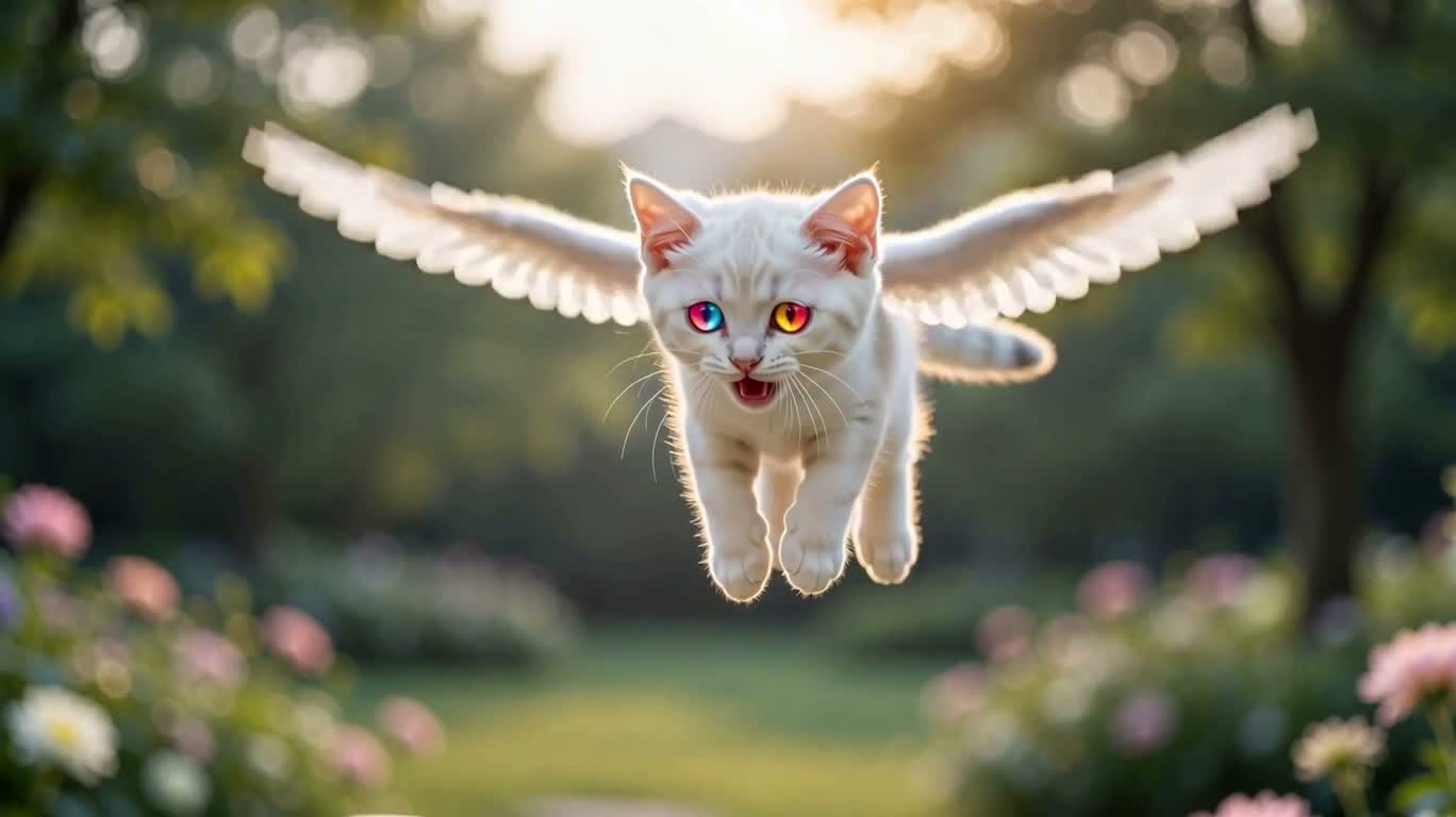 A Colorful-Winged Kitten Lands on a Palm