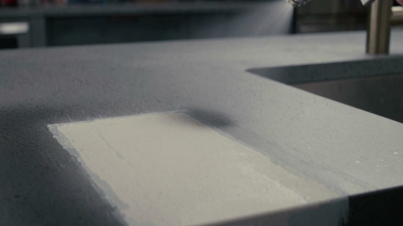 Close-up of Kitchen Countertop Repair Spraying