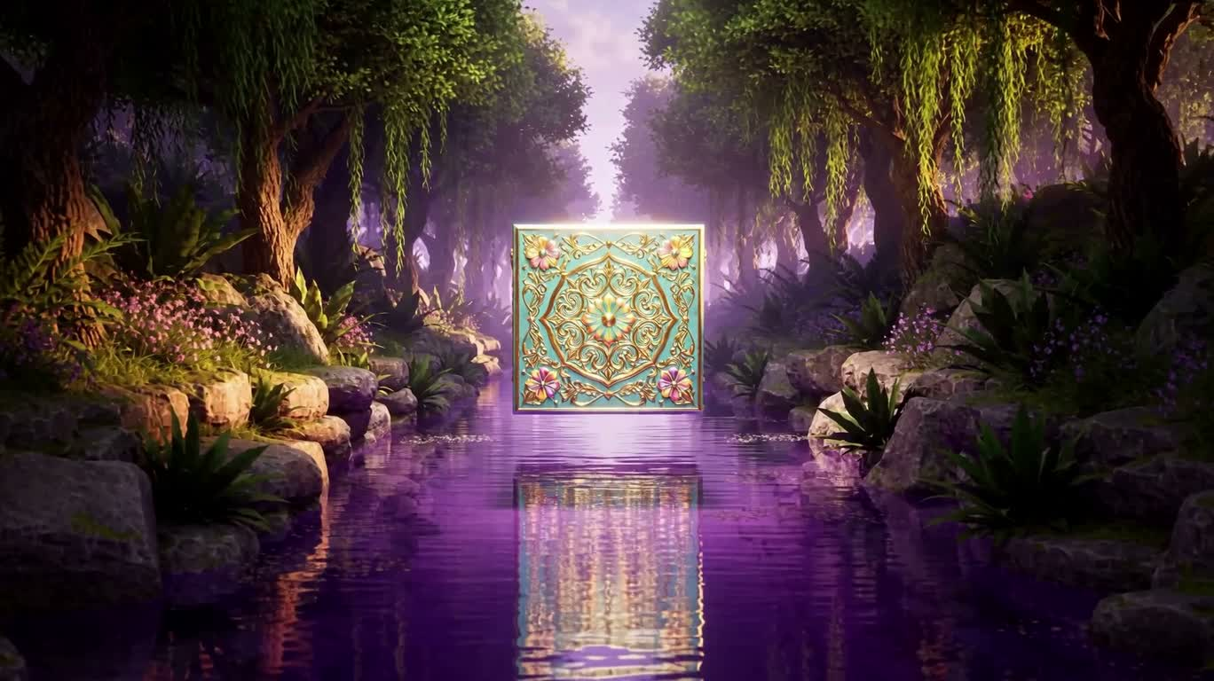 Symmetrical Magic Mercury Purple-Gold Floating Cube