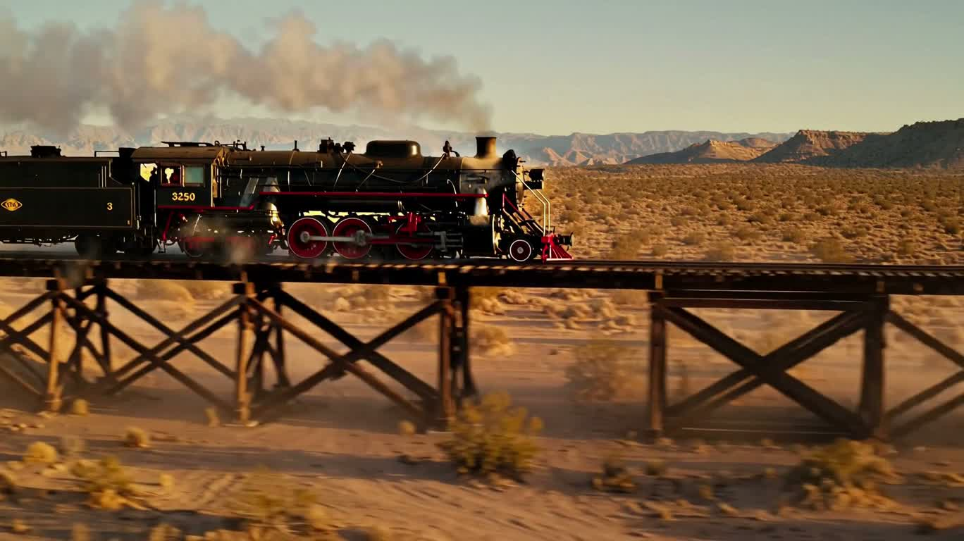 Desert Steam Train at Golden Hour
