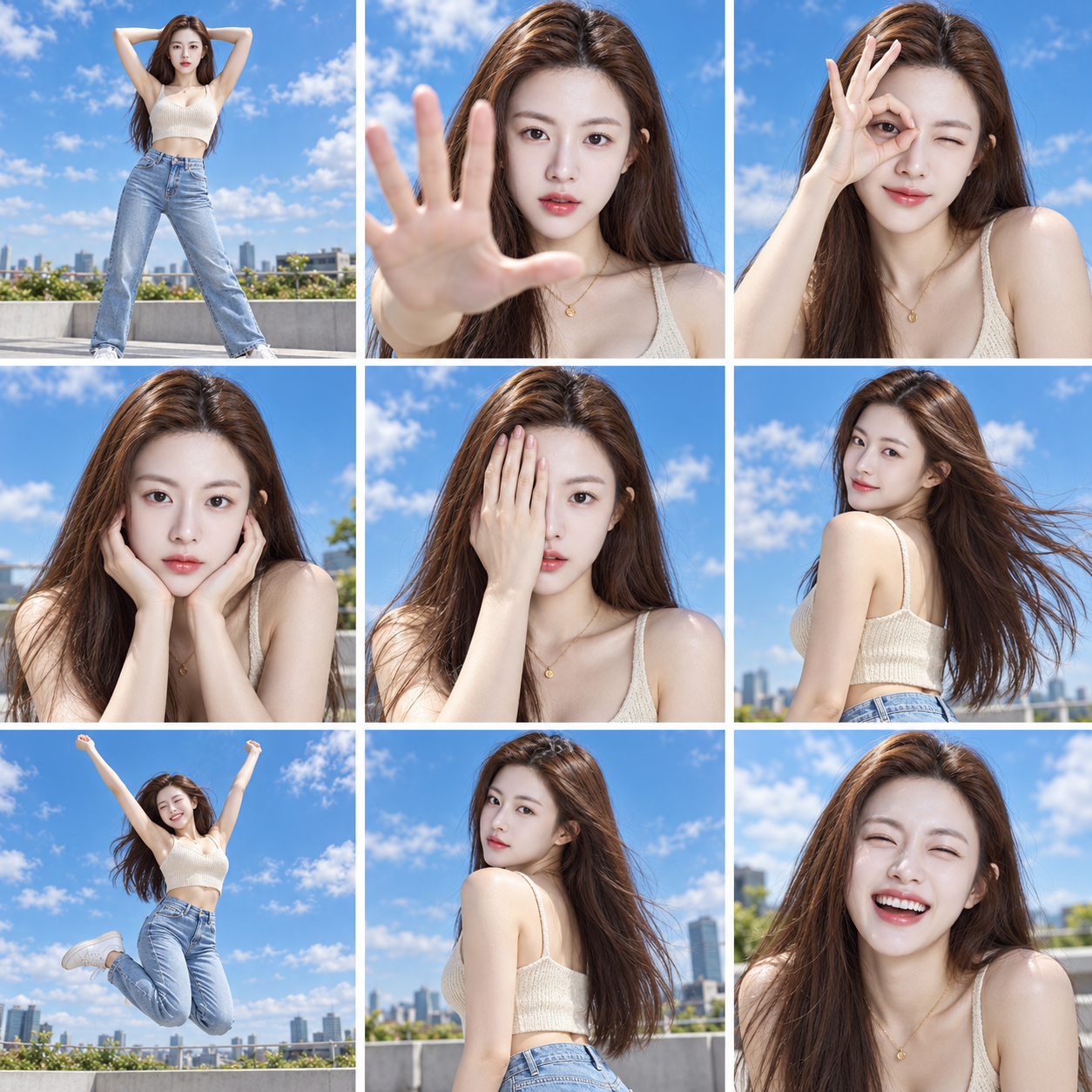 맑은 하늘 아홉 칸·활기찬 소녀