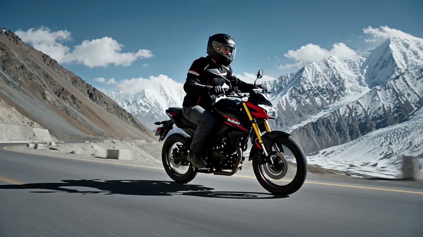 カラコルム公路のバイク広告
