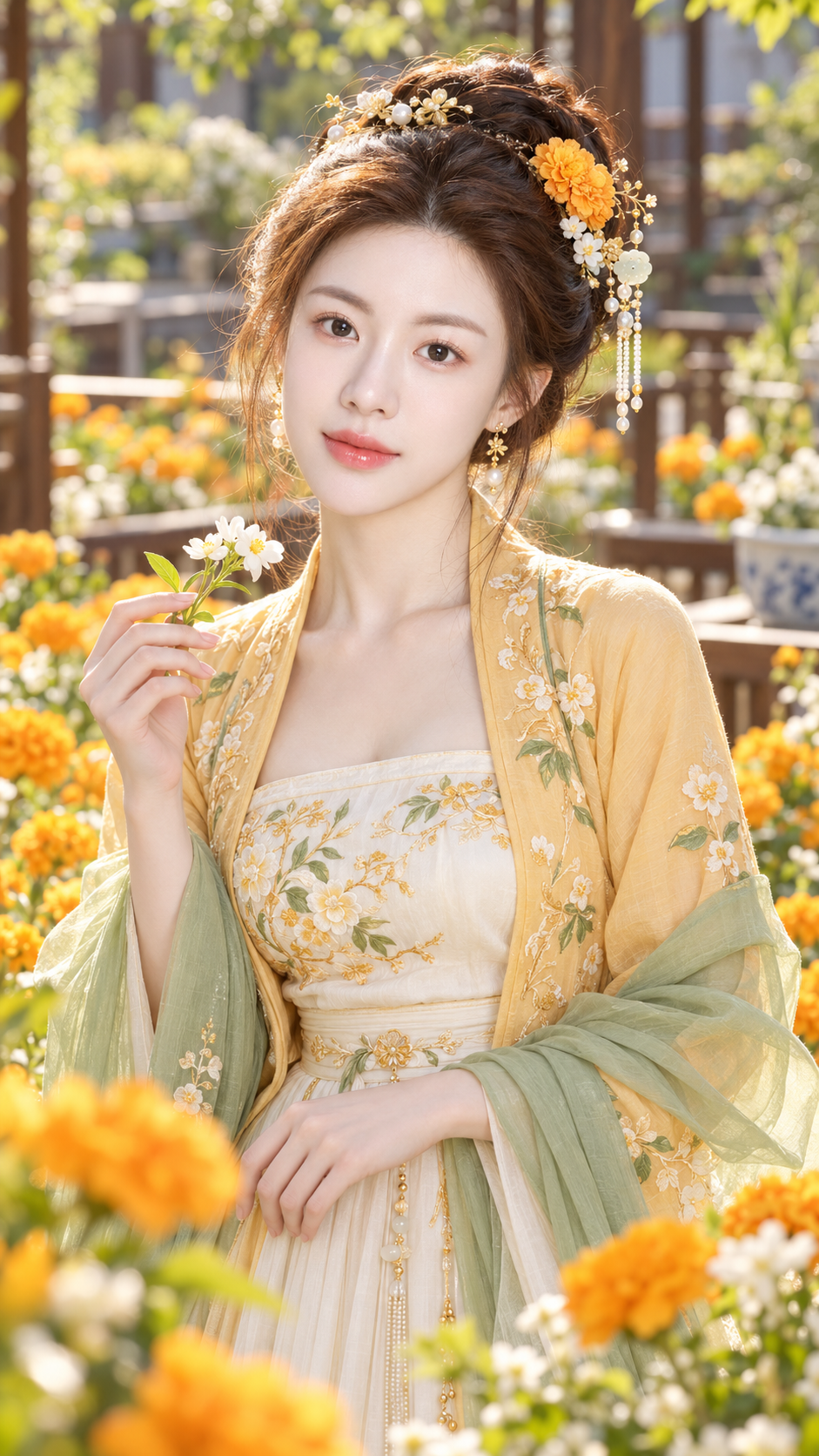 杏黄金盏花园古风贵女写真 — AI image creation
