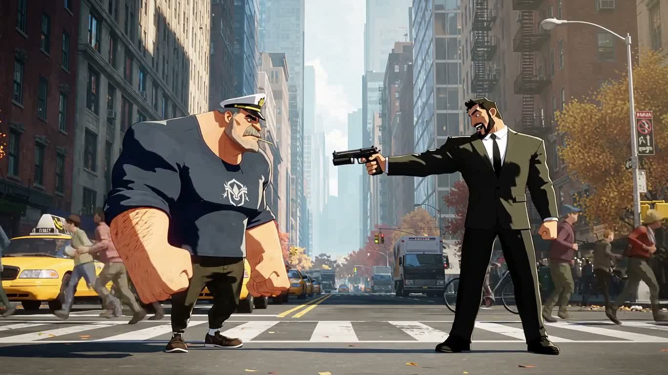 Sailor's Duel on a Sunny Street