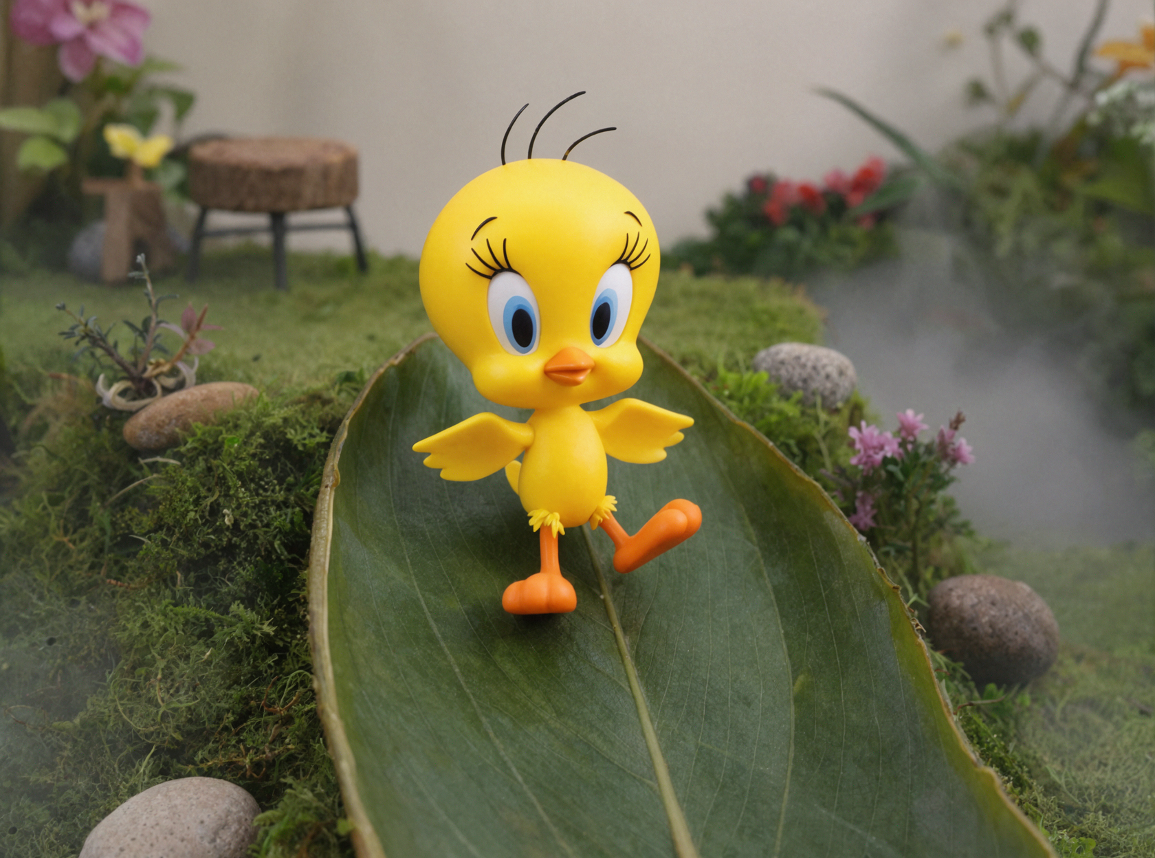 Tweety · Lướt qua lá rơi · Cận cảnh góc rộng — AI image creation